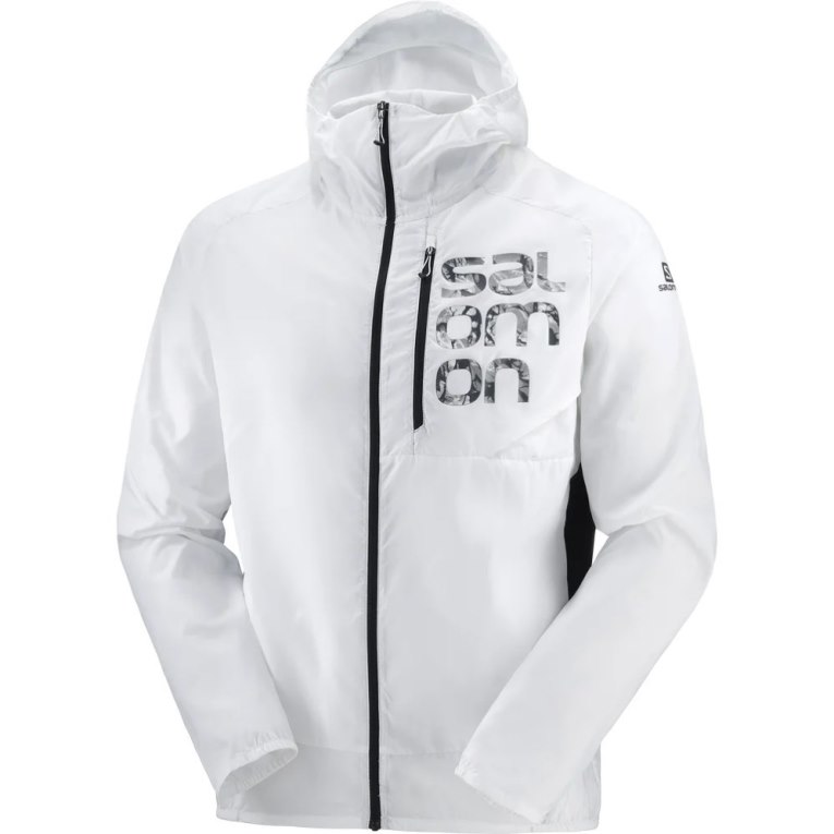 White Salomon Bonatti Cross Men's Windbreaker | PH 27683N